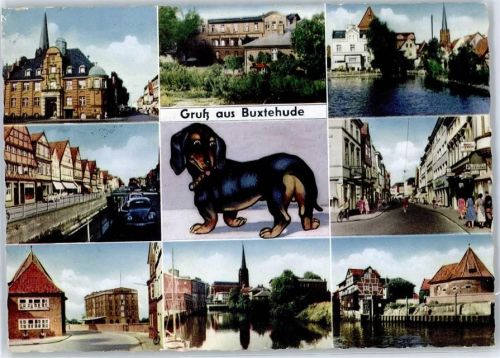 Buxtehude Straßenansicht Kirche Hund Dackel Rathaus Hafen Fleeth Zwinger