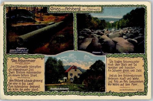 64686 W6147 Felsberg Lithographie Riesensäule Felsenmeer Gasthaus Forsthaus