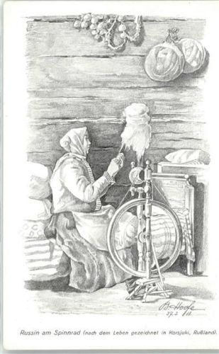 Russin am Spinnrad