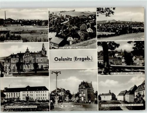 Oelsnitz Rathaus Klubhaus Hans Marchwitza Schule Internat Berglehrlinge Handlung HO Albert-Funk-Kampfbahn Sportplatz