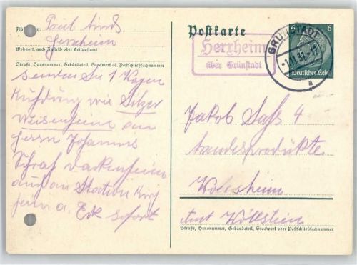 67273 W6719 Herxheim am Berg - Landpoststempel