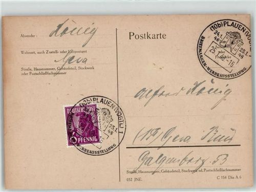 Plauen 1948 Briefmarken-Werbeausstellung