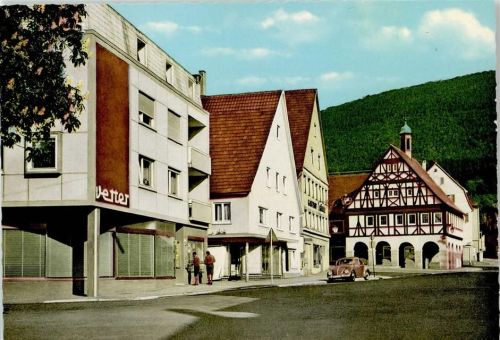 73540 W7072 Heubach , Württ - Fachwerkhaus VW-Käfer Handlung Vetter