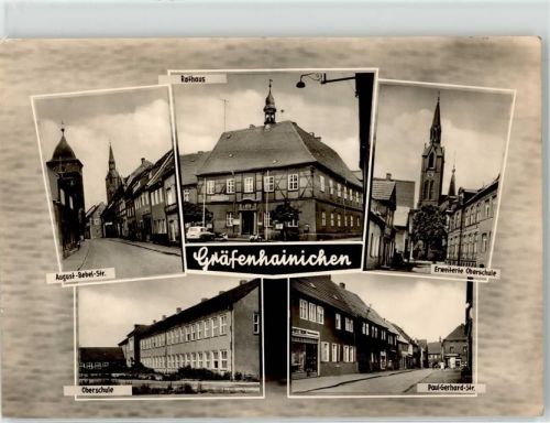 Gräfenhainichen August Bebel Straße Rathaus Kirche Schule Paul Gerhard