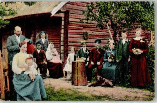 Frau Kind Quetschkommode Bauernhaus