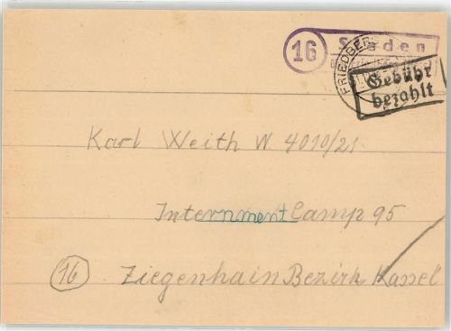 61197 W6364 Staden , Hess - Landpoststempel