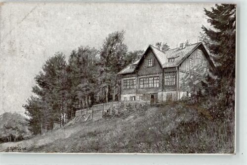 Schöpfl Schutzhaus Berghütte sign. H.Klingsbögl Hüttenstempel