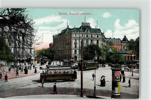 10115 W1000 Schöneberg - 1912 Potsdamerplatz Litfaßsäule Straßenbahn Palast Hotel
