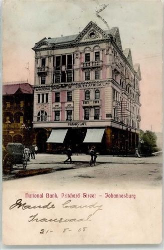 Johannesburg 1908 National Bank Pritchard Street Straße Franks Cafe