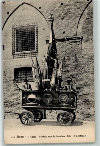 53100 Siena - Il Carro Trionfale con le bandlere delle 17 Contrade Fahnen