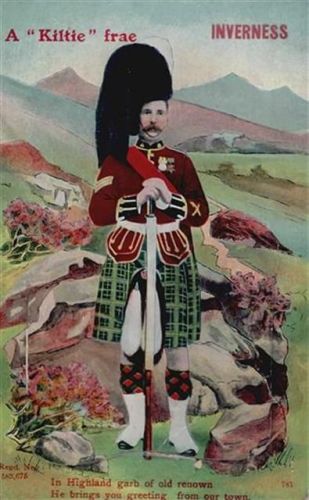 Iverness Iverness (Großbritannien) Leporello Trachten, Kilt II- (kleine Einrisse bei Leporello-Abdeckung, Stauchung, Klebereste RS, Ecken abgestossen)