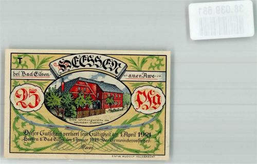 Heeßen 1921 25 Pfennig Haus des Doktors Voigt Rückseite Medizin No.1 und No.2