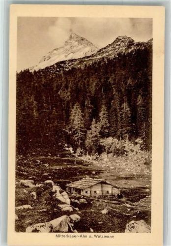 Mitterkaseralm Berghütte mit dem Watzmann Fotograf Gutjahr Hüttenstempel