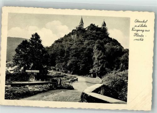 56379 W5409 Obernhof , Lahn 1937 Foto AK Gasthaus Klostermühle Bahnpost Giessen-Koblenz Zug 478