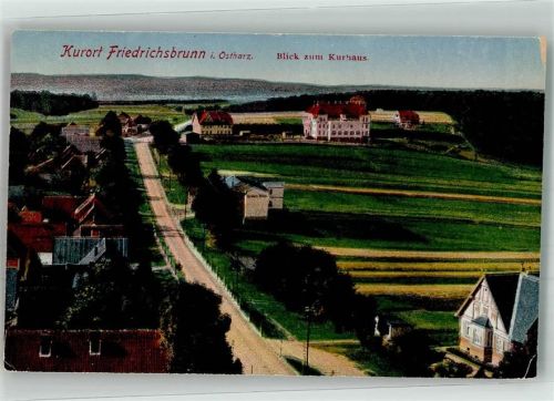 Friedrichsbrunn 1919 Panorama des Ortes mit dem Kurhaus Verlag Louis Glaser 3909 Hüttenstempel Hotel Schwarzer Adler