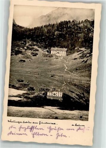 Kärlinger Haus 1935 Berghütte am Funtensee Fotograf Lochner Hüttenstempel