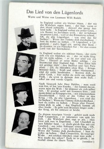 Text des Liedes Das Lied von den Lügenlords von Willi Rudek Fotograf Scherl Verlag Robert Franke 2
