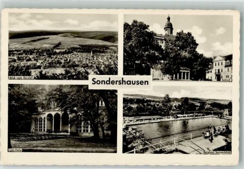 Sondershausen Blick v. Rondell Loh-Halle Bergbad Sonnenblick Schloss