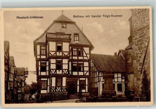 Hessisch Lichtenau 1931 Rathaus mit Kanzler-Feige-Brunnen Verlag Bruno Hansmann 51548