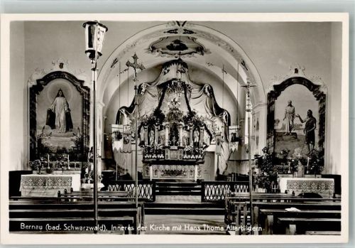Bernau Inneres der Kirche St. Johann mit Hans Thoma Altarbildern