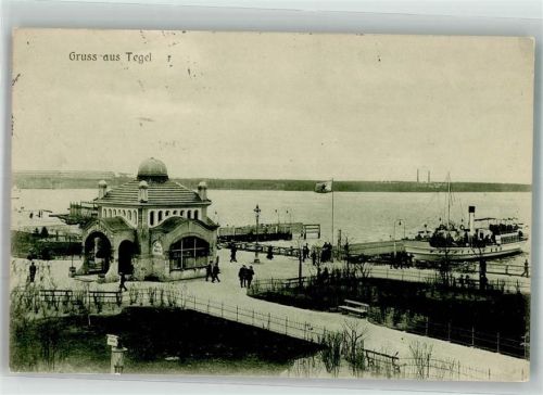 Reinickendorf 1912 Tegeler See Wartehalle Dampfer