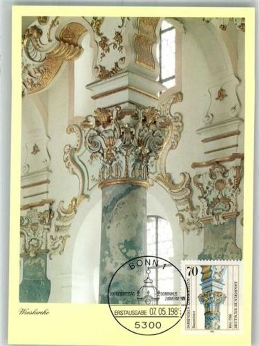 Steingaden 1985 Säule im Chorraum der Wieskirche von Dominicus Zimmermann Erstausgabe