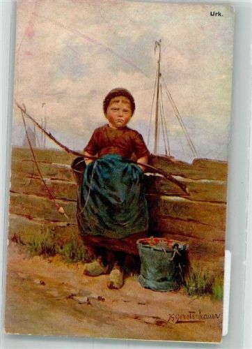 Urk Kind Tracht Angeln Holzschuhe W. de Hahn Serie M