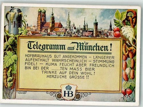 München sign. Ansinger E. Humor Telgramm Münchener Bildkunstverlag August Lengauer Nr. 4002