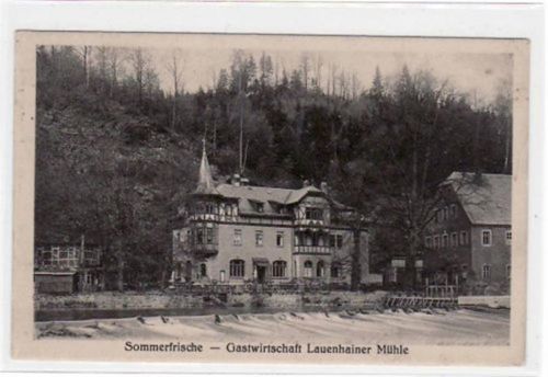 Mittweida mit Gastwirtschaft Lauenhainer Mühle gelaufen von 1926, Marke entfernt. Gute Erhaltung.