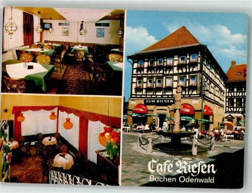 Buchen Cafe Zum Riesen mit Brunnen Fotograf Siegfried Würzberger