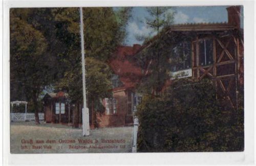Buxtehude mit Gruss aus dem grünen Wald gelaufen, 1919 kleiner Knick unten rechts, leicht fleckig, sonst gut erhalten