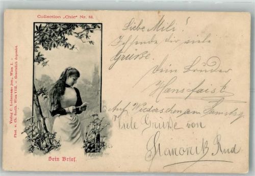 1898 Junge Frau beim lesen eines Briefes ihres Liebsten Fotograf Scolik Verlag Ledermann Nr. 86