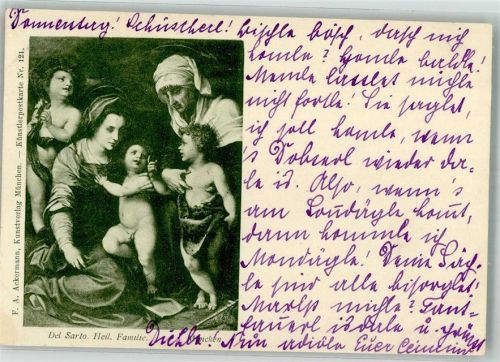 1897 sign. Del Sarto Die heilige Familie Ackermann's Kunstverlag Nr. 121 Adelskorrespondenz