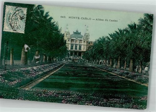 Monte Carlo 1906 Alées du Casino Briefmarke Bildseite