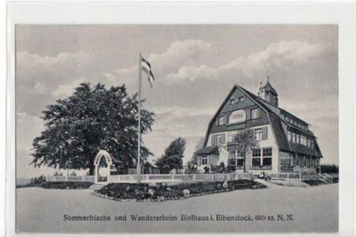 Eibenstock Eibenstock mit Wandererheim Bielhaus gelaufen von 1924. Gute Erhaltung.