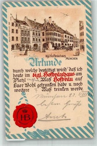 München 1904 Urkunde Hüttenstempel