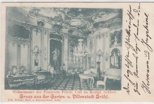 Brühl. Wohnzimmer der Prinzessin Friedr. Carl im Königlichen Schloss gelaufen, 1900. Ecken mit Albumabdrücken, sonst gut erhalten