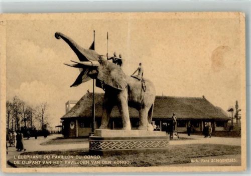 Kinshasa Ausstellung Brüssel 1935 Pavillon Kongo Elefant
