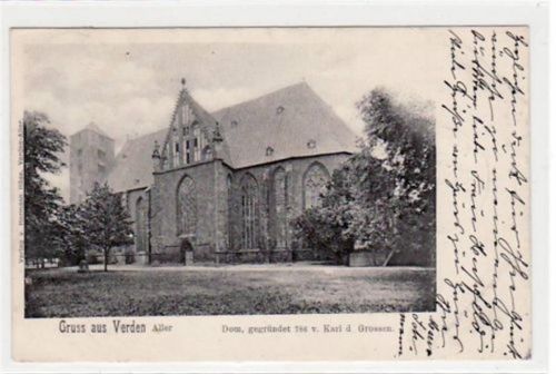 Verden a.d. Aller mit Dom gelaufen, 1902. Leicht bügig, leicht fleckig, sonst gut erhalten