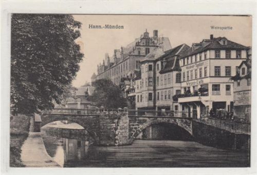 Hann Münden. ein Motiv an der Werra ungelaufen Gute Erhaltung.