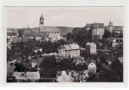 Nossen Nossen mit Schloss und Kirche gelaufen von 1936. Gute Erhaltung.