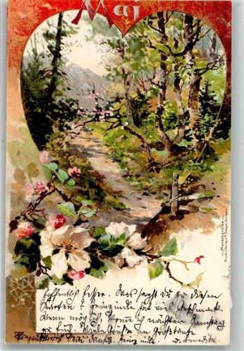 1899 Monat Mai Weg durch Frühlingslandschaft Adelskorrespondenz