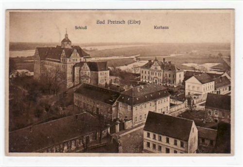 Pretzsch Bad Pretzsch mit Schloß und Kirche gelaufen von 1927. Gute Erhaltung.