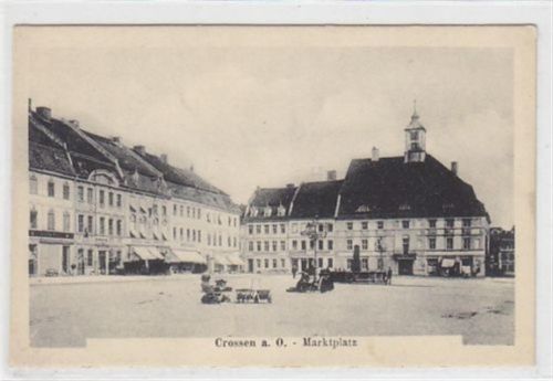 Marktplatz in Crossen / Krosno Odrzanskie ungelaufen Gute Erhaltung.