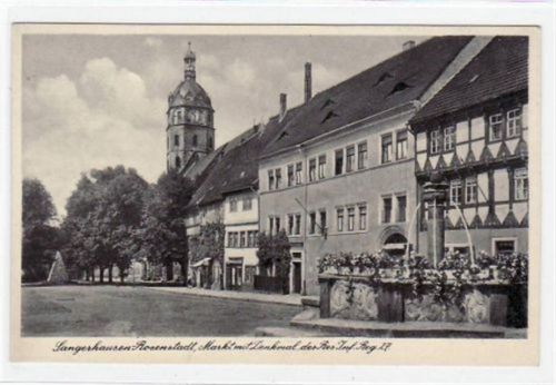 Sangerhausen Sangerhausen mit Markt und Denkmal des Res. Inf. Reg. 27 ungelaufen Gute Erhaltung.