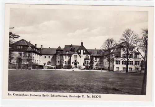 Berlin Zehlendorf , Schlachtensee mit Ev. Krankenhaus gelaufen von 1957. Gute Erhaltung.