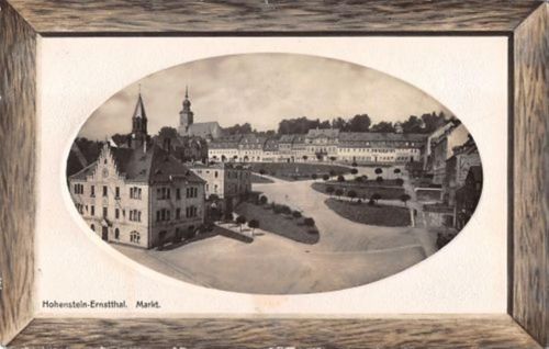 Passepartoutkarte Hohenstein-Ernstthal. Markt gelaufen. Marke entfernt. leicht stockfleckig, sonst gut erhalten