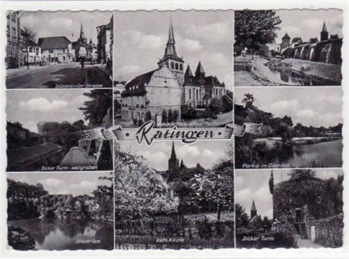Ratingen mit 8 Abbildungen gelaufen, mit Marke und Stempel von 1961. Gute Erhaltung.