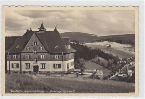 Johanngeorgenstadt. Deutsche Jugendherberge gelaufen am 15.07.1935 kleiner Knick oben und unten rechts, sonst gut erhalten