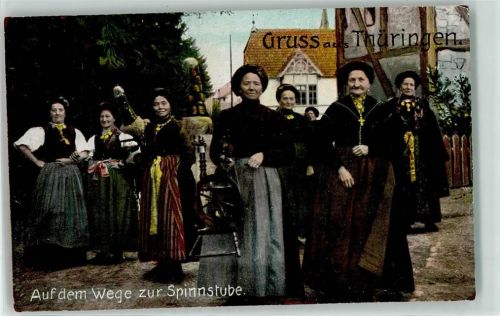 1909 Frauen auf dem Weg zur Spinnstube AK